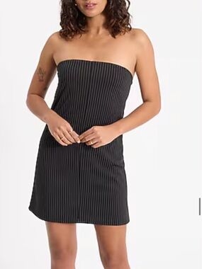 Pinstripe Strapless Mini Dress